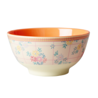 Orange Embroidered Flower Print Melamine Bowl By Rice